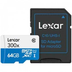 Lexar Micro SD 64GB 300X 45MB + ADAPTADOR