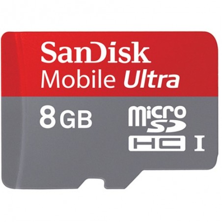 SanDisk 8GB microSDHC Memory Card Mobile Ultra Class 6 With SD Adapter