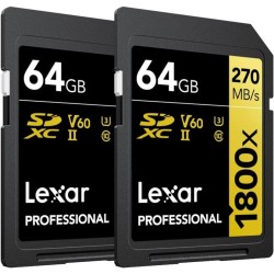 Kit doble Lexar SD 1800X | Pack 2 tarjetas Lexar de 64Gb